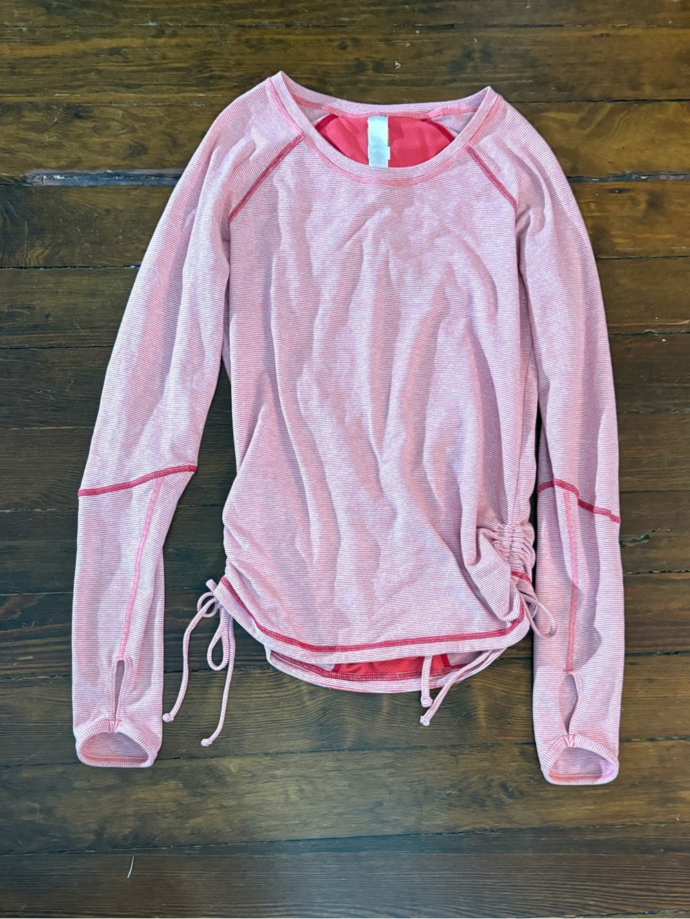 Lucy athletic pink striped long sleeve active workout top size S